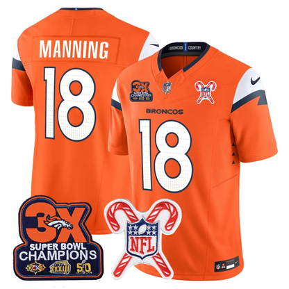 DEN 3-Time Champions & Christmas Patch Vapor Limited Jersey - All Stitched