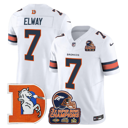 DEN Throwback 3-Times Champions Patch Vapor Limited Jersey V3 - All Stitched