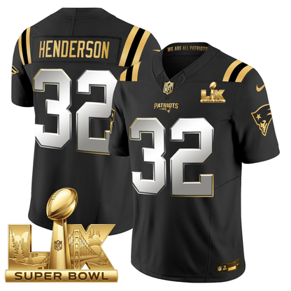 NE SB LX Game Patch Vapor Limited Gold Jersey - All Stitched