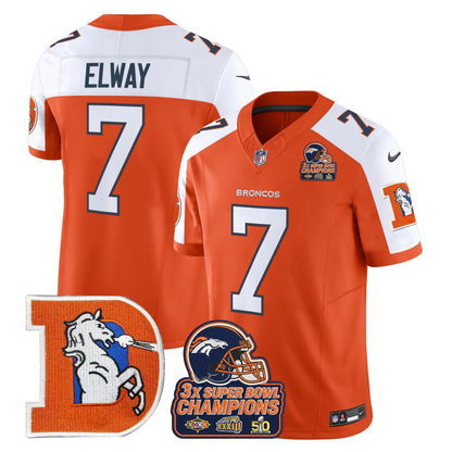 DEN Throwback 3-Times Champions Patch Vapor Limited Jersey V3 - All Stitched