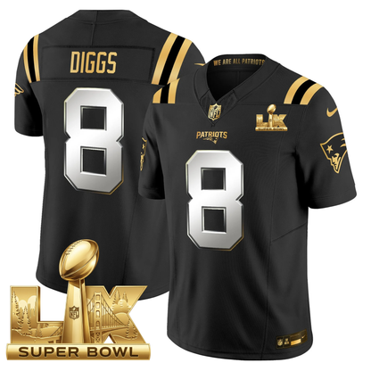 NE SB LX Game Patch Vapor Limited Gold Jersey - All Stitched