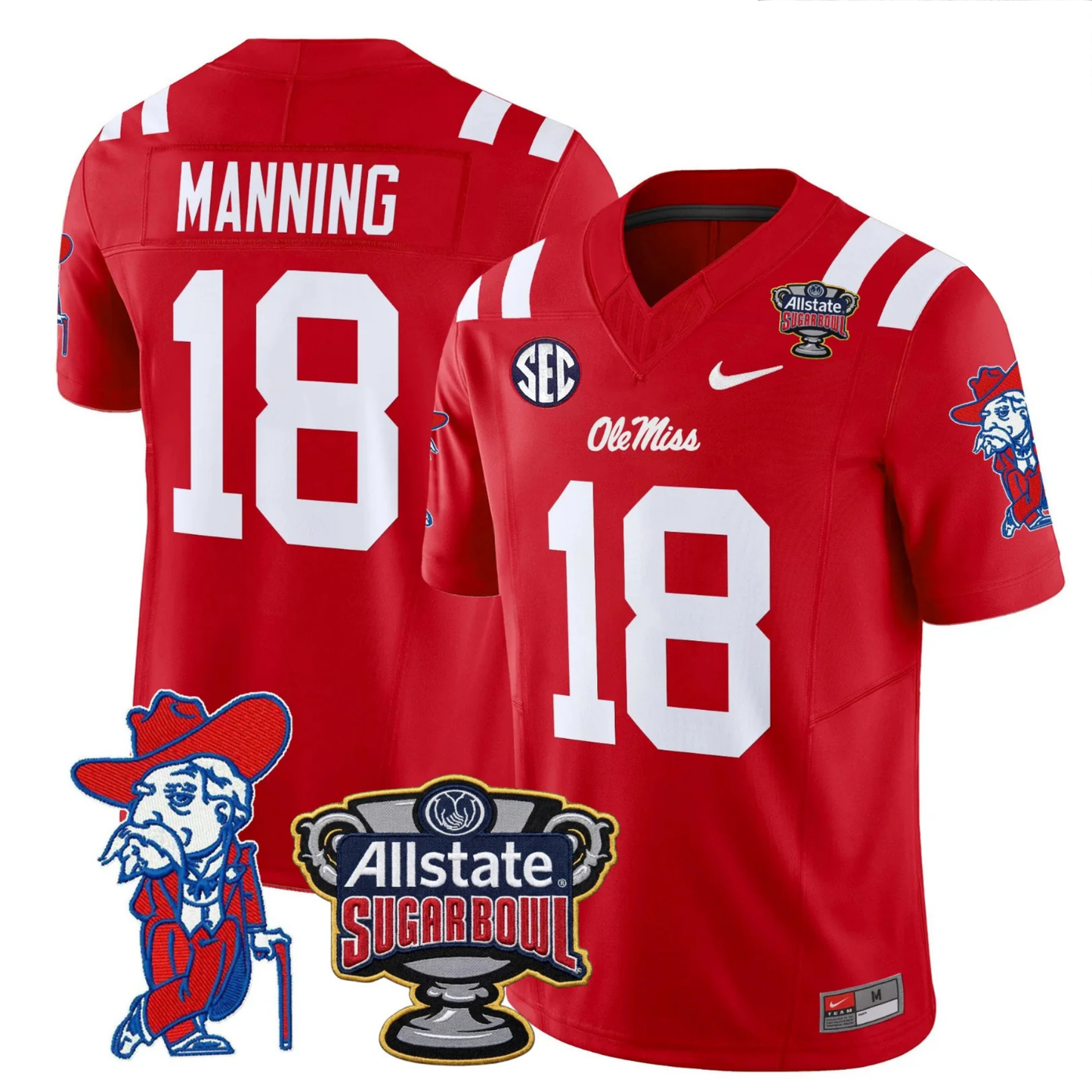 Ole Miss Rebels 2025 Sugar Bowl Patch Vapor Limited Jersey - All Stitched