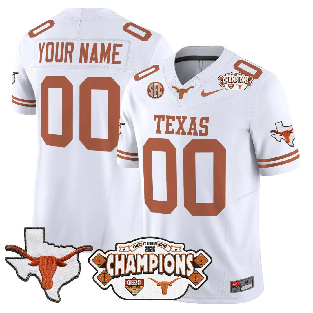 TEX 2025 State Map & Citrus Bowl Champions Patch Vapor Limited Custom Jersey - All Stitched