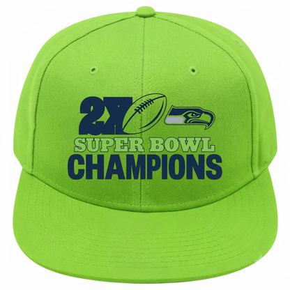 SEA 2x Super Bowl Champions Snapback Cap - Printed