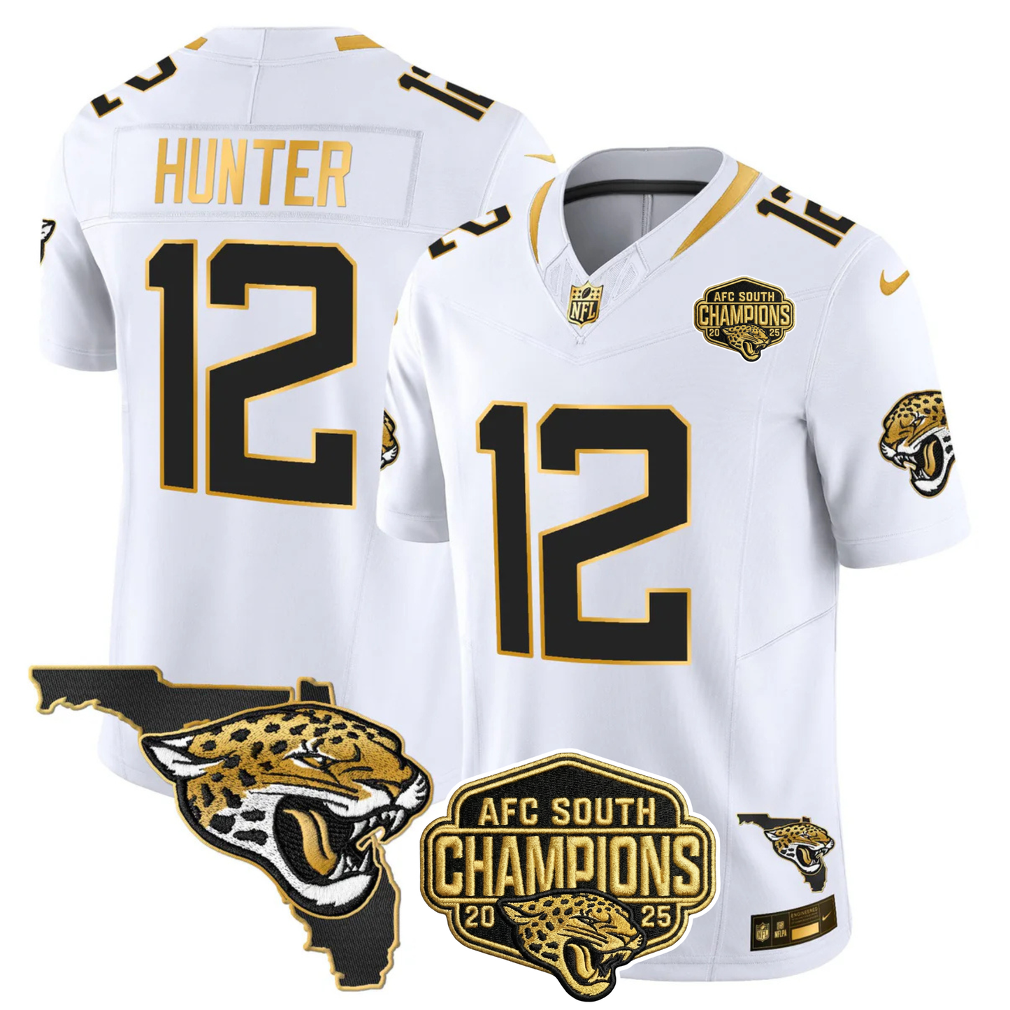 JAX 2025 AFC South Champions Gold Vapor Limited Jersey - All Stitched