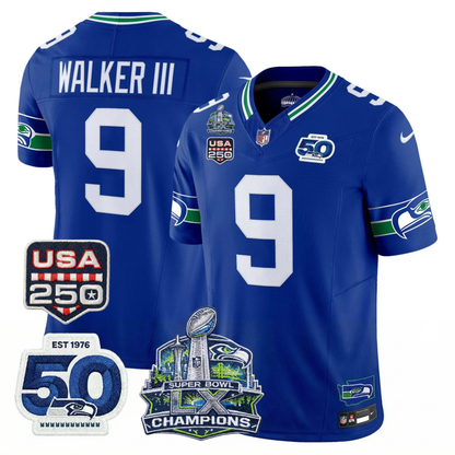 SEA S.Bowl LX Champions Patch Vapor Limited Jersey - All Stitched