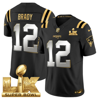 NE SB LX Game Patch Vapor Limited Gold Jersey - All Stitched