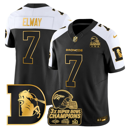 DEN Throwback 3-Times Champions Patch Vapor Limited Jersey V3 - All Stitched