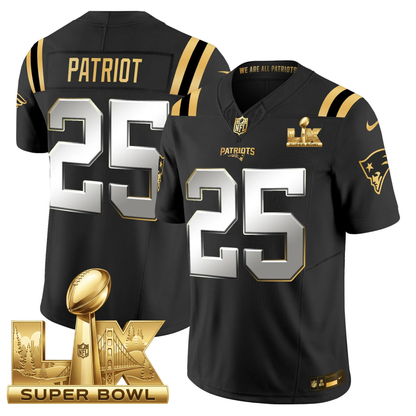NE SB LX Game Patch Vapor Limited Gold Jersey - All Stitched