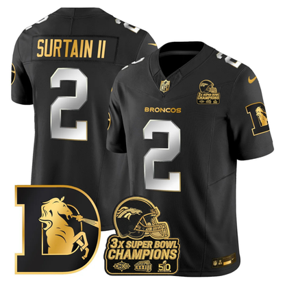 DEN Throwback 3-Times Champions Patch Vapor Limited Jersey V3 - All Stitched