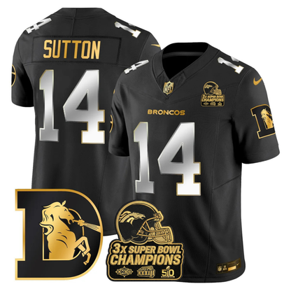 DEN Throwback 3-Times Champions Patch Vapor Limited Jersey V3 - All Stitched