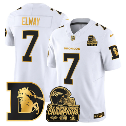 DEN Throwback 3-Times Champions Patch Vapor Limited Jersey V3 - All Stitched