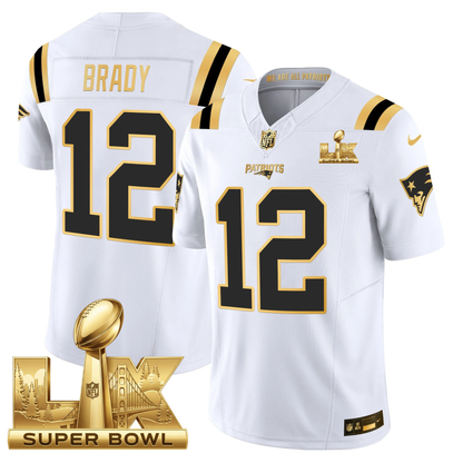 NE SB LX Game Patch Vapor Limited Gold Jersey - All Stitched