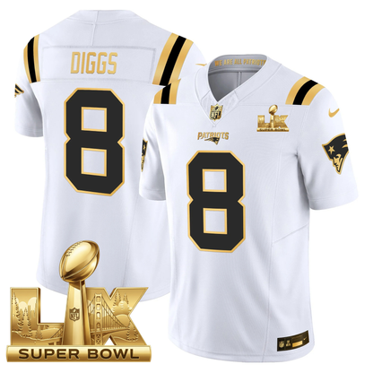 NE SB LX Game Patch Vapor Limited Gold Jersey - All Stitched