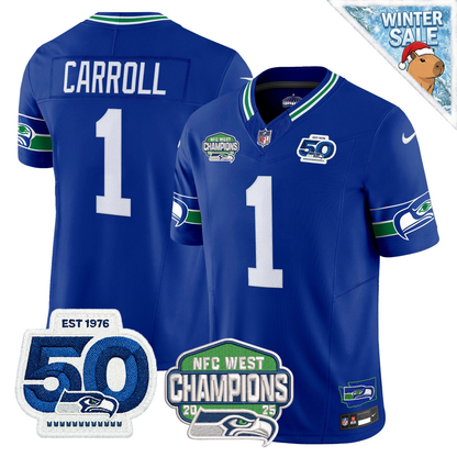 Seattle Seahawks 50th & NFC West Champions Patch Vapor Limited Jersey - Stitched