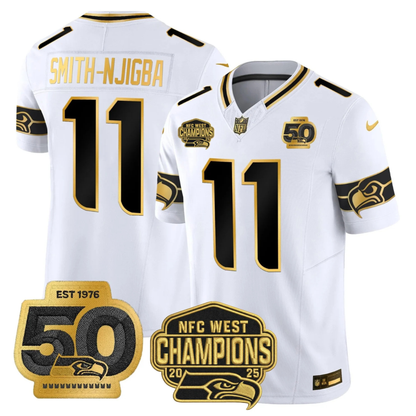 SEA 50th & NFC West Champions Patch Gold Vapor Limited Jersey - All Stitched