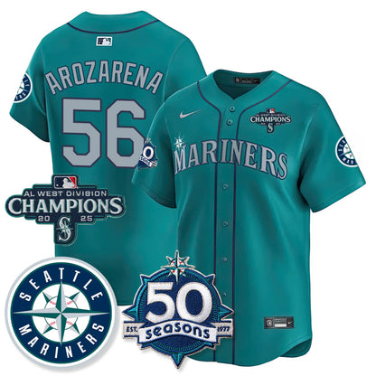 SEA Vapor Premier Limited Gold Jersey - 50th Anniversary & AL West Division Champions - All Stitched