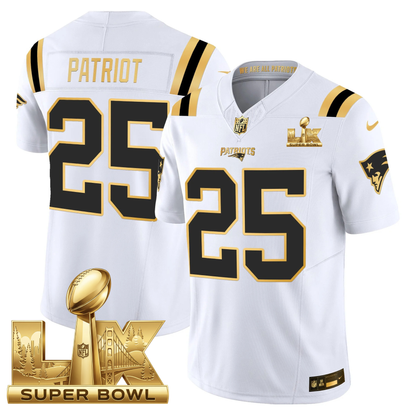NE SB LX Game Patch Vapor Limited Gold Jersey - All Stitched