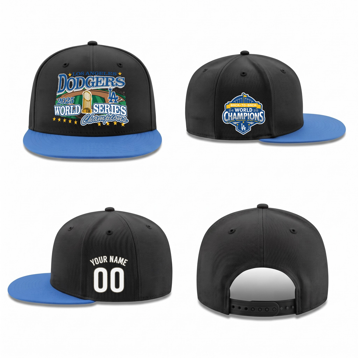 LAD World Series Champions 2025 Personalized Snapback Cap - Printed