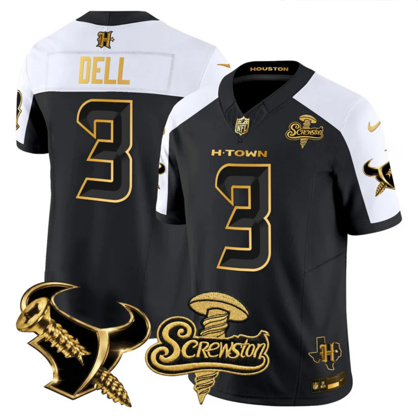 HOU 2026 DJ Screw Vapor Limited Gold Edition Jersey - All Stitched