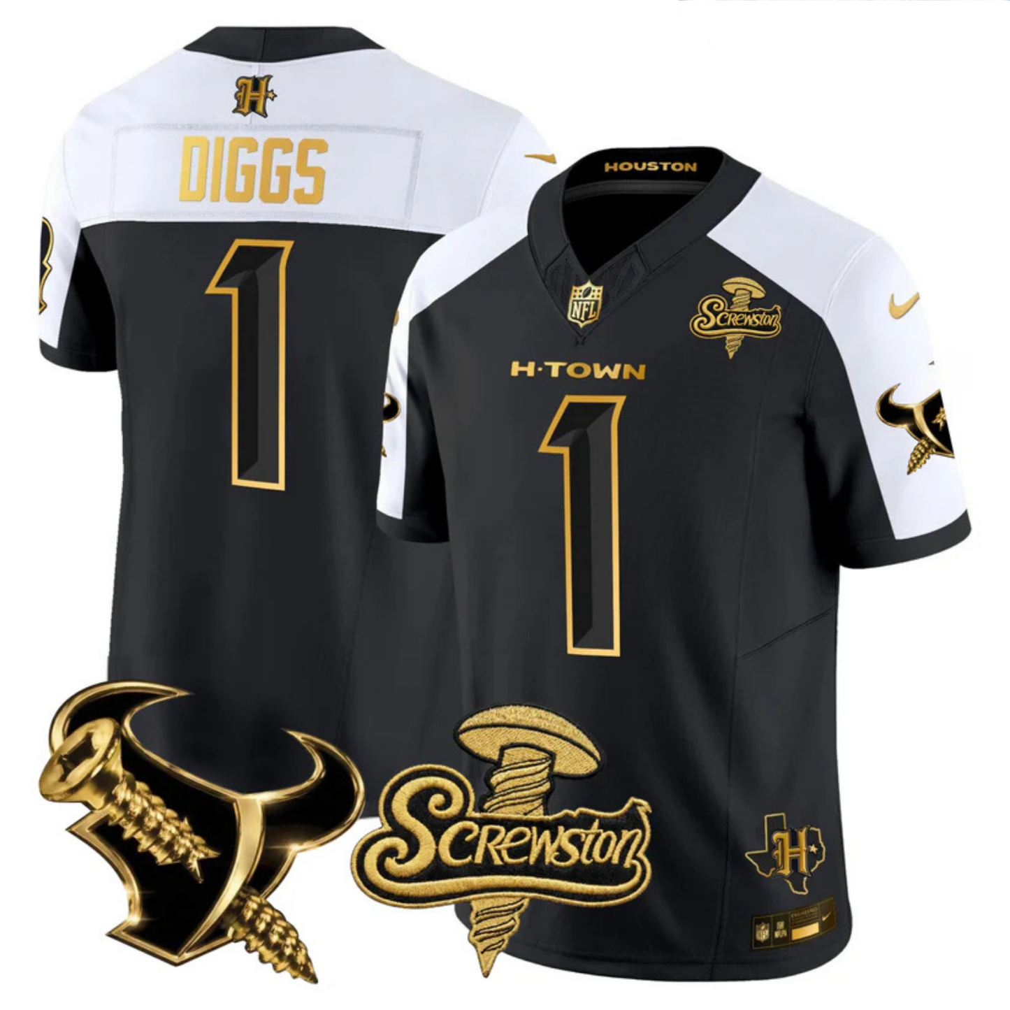 HOU 2026 DJ Screw Vapor Limited Gold Edition Jersey - All Stitched