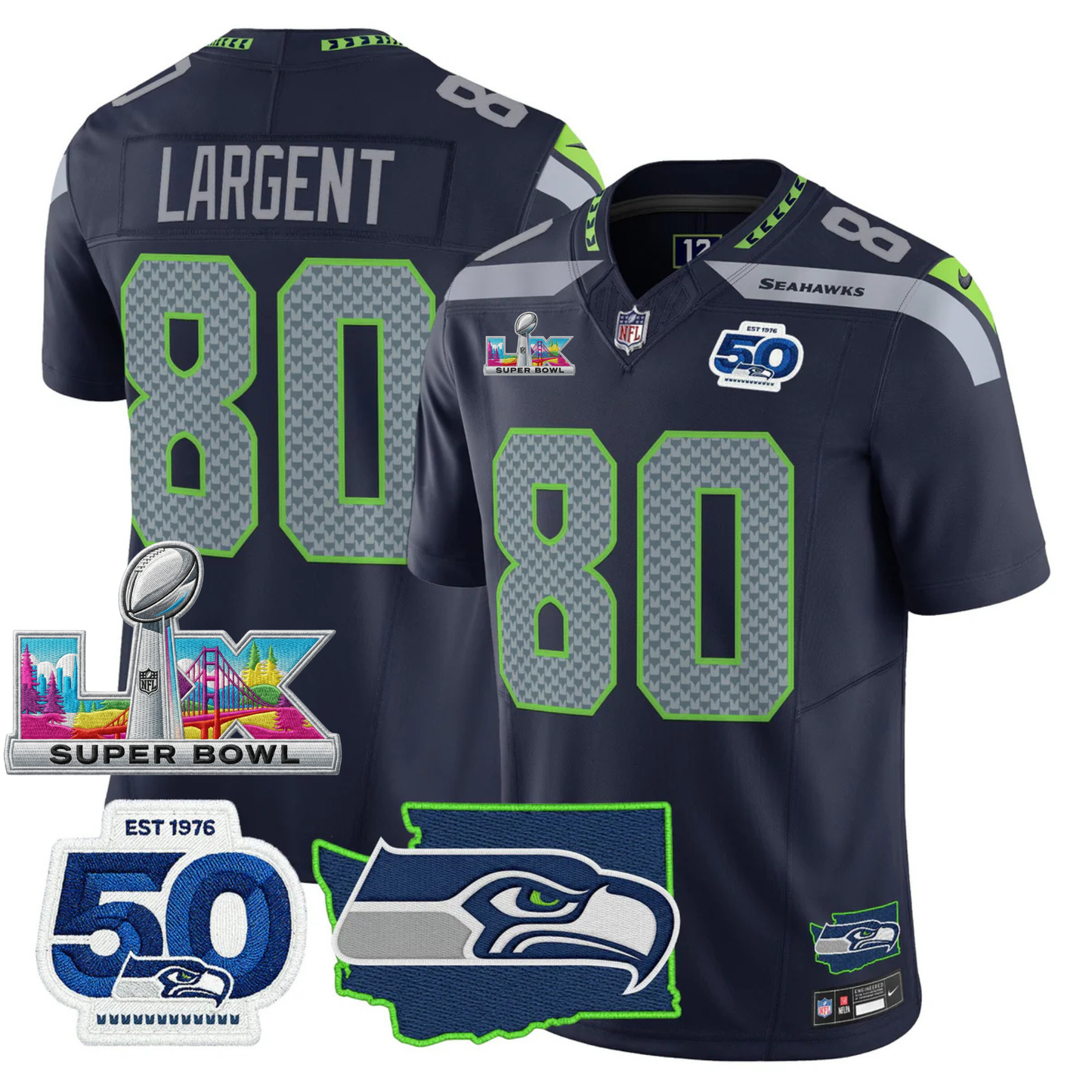 SEA SB LX Game Patch Jersey - All Stitched