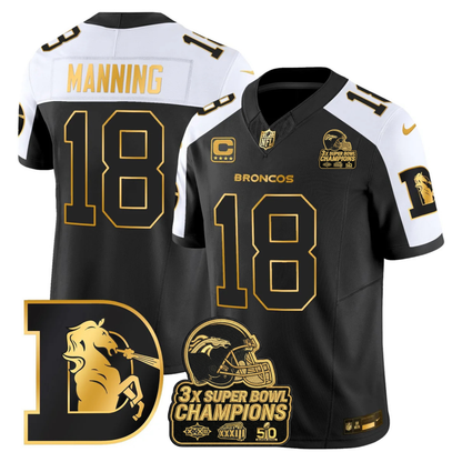 DEN Throwback 3-Times Champions Patch Vapor Limited Jersey V3 - All Stitched