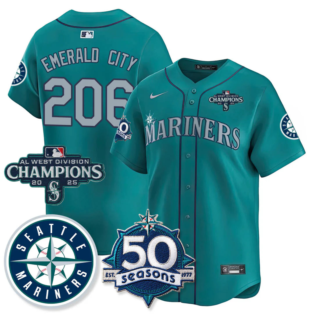 SEA Vapor Premier Limited Gold Jersey - 50th Anniversary & AL West Division Champions - All Stitched