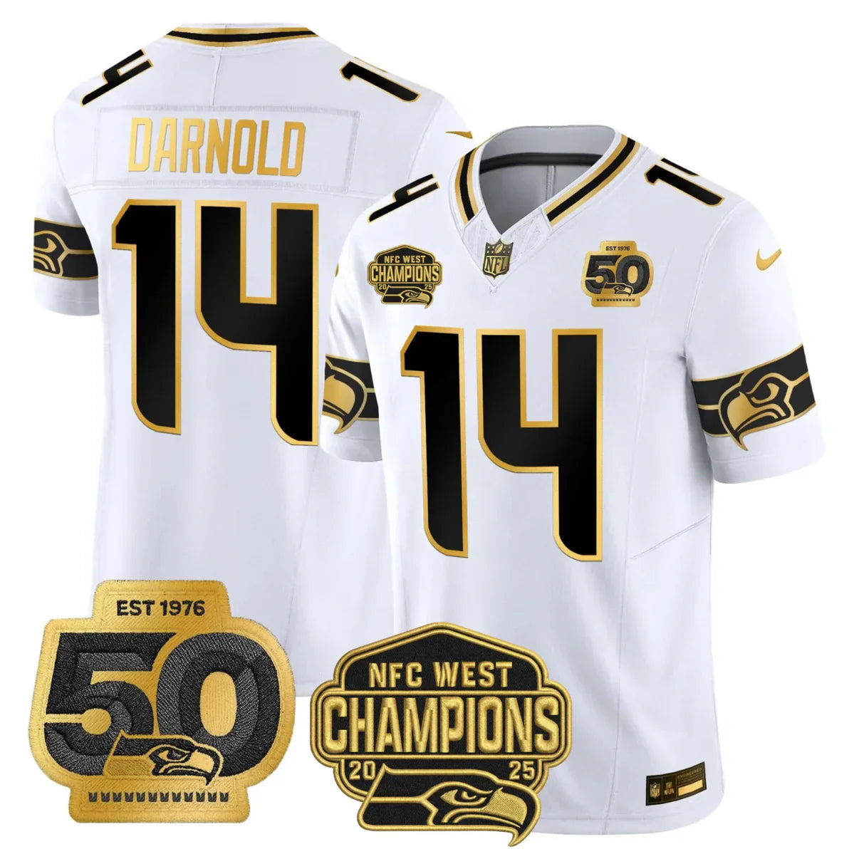 SEA NFC Champs & S.B LX Patch Gold Vapor Limited Jersey - All Stitched