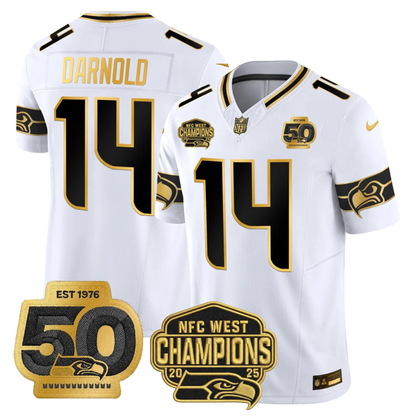 SEA 50th & NFC West Champions Patch Gold Vapor Limited Jersey - All Stitched