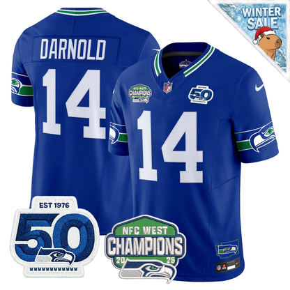 Seattle Seahawks 50th & NFC West Champions Patch Vapor Limited Jersey - Stitched
