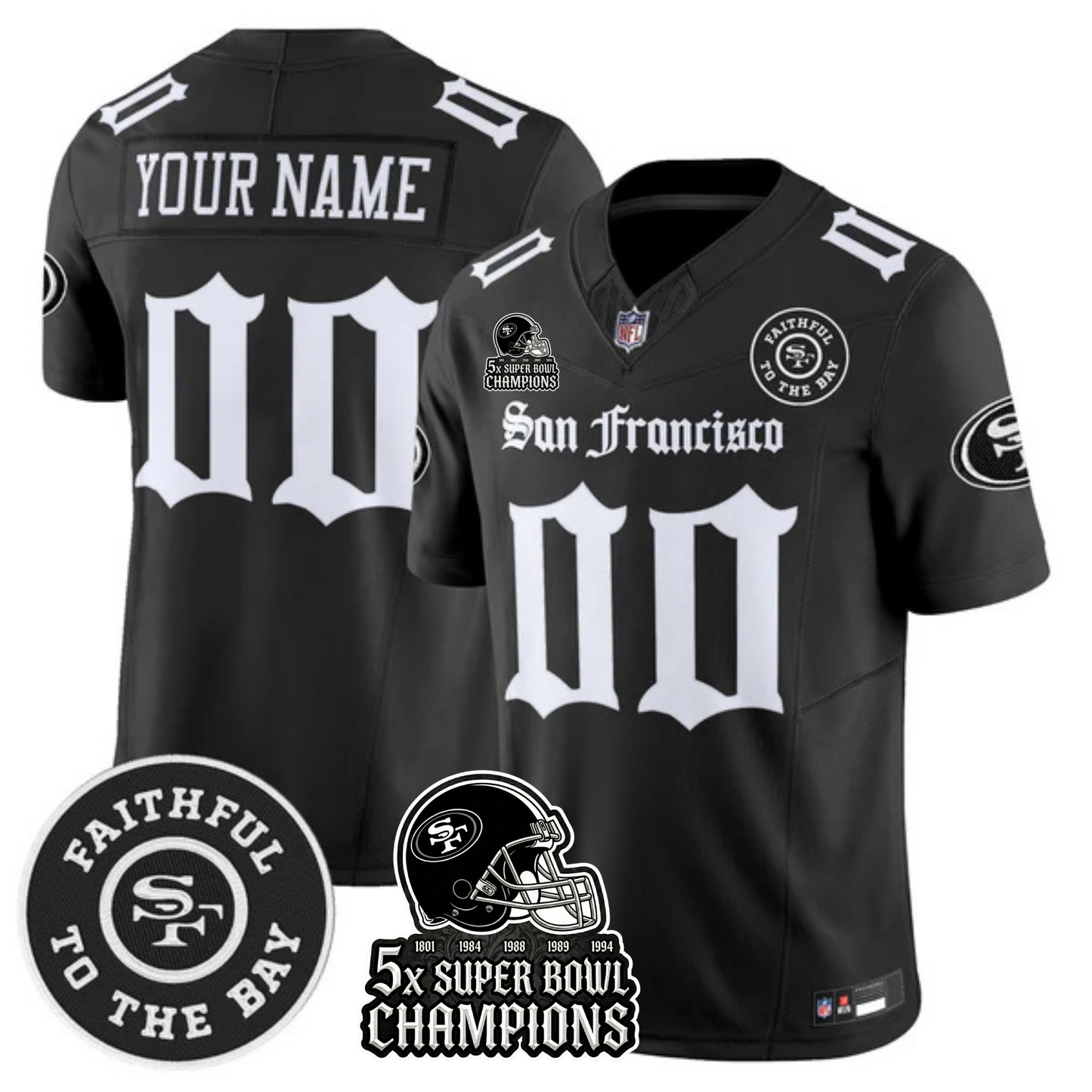 SF 5-Time Champions 'Gothic Edition' Vapor Limited Custom Jersey - All Stitched