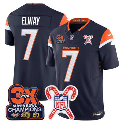 DEN 3-Time Champions & Christmas Patch Vapor Limited Jersey - All Stitched