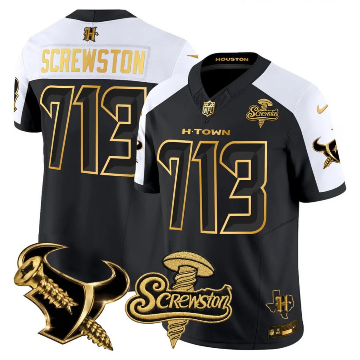 HOU 2026 DJ Screw Vapor Limited Gold Edition Jersey - All Stitched