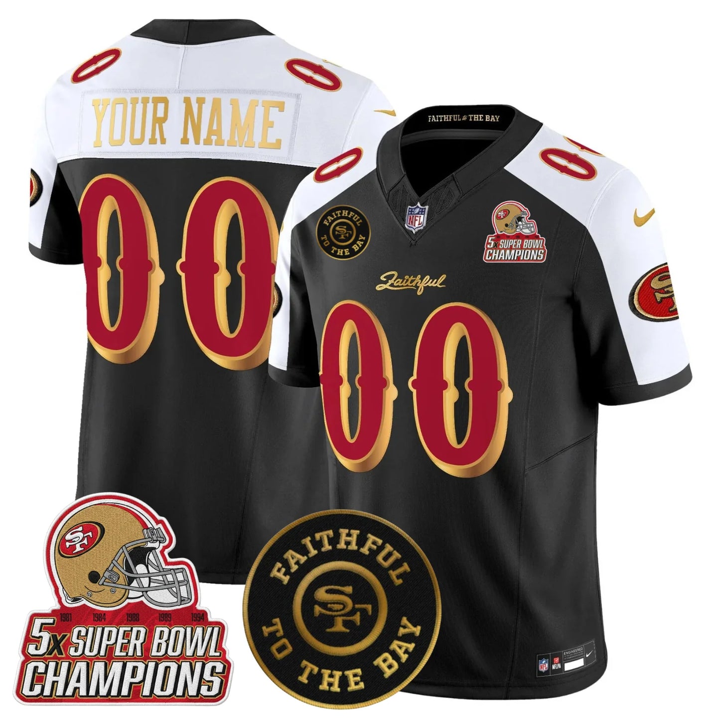SF 2025 “Rivalries” 5x Champions & Faithful To The Bay Patch Vapor Limited Custom Jersey - All Stitched
