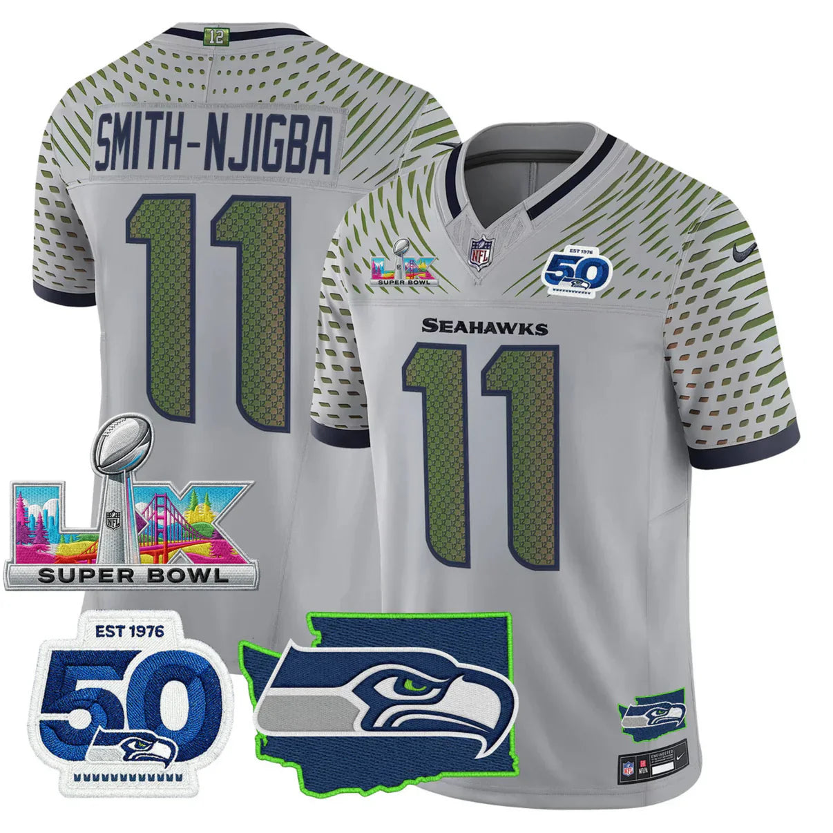 SEA 50th & NFC West Champions Patch Gold Vapor Limited Jersey - All Stitched