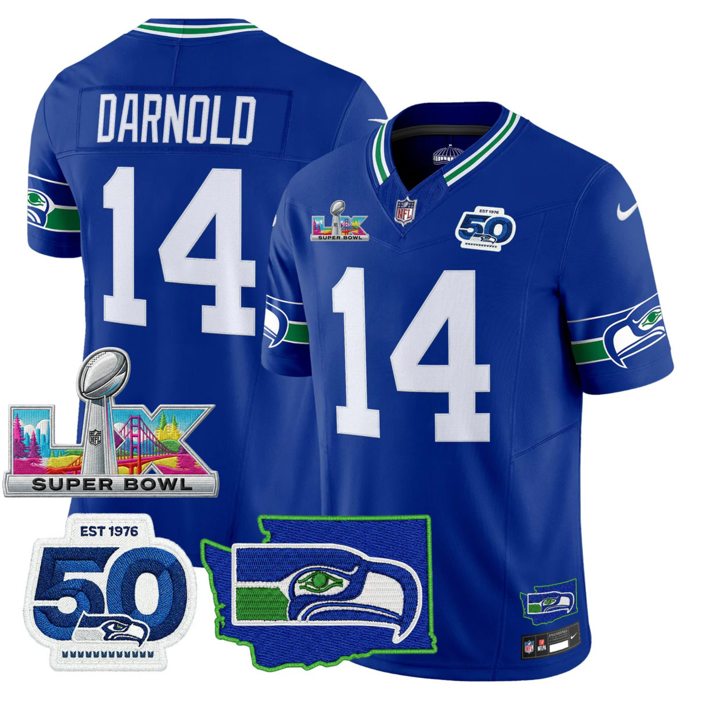SEA SB LX Game Patch Jersey - All Stitched
