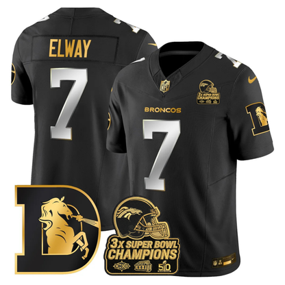 DEN Throwback 3-Times Champions Patch Vapor Limited Jersey V3 - All Stitched
