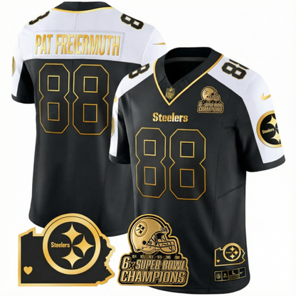 PIT 6-Time Champions Home Patch Gold Vapor Limited Jersey - All Stitched