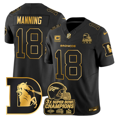 DEN Throwback 3-Times Champions Patch Vapor Limited Jersey V3 - All Stitched