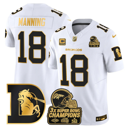 DEN Throwback 3-Times Champions Patch Vapor Limited Jersey V3 - All Stitched