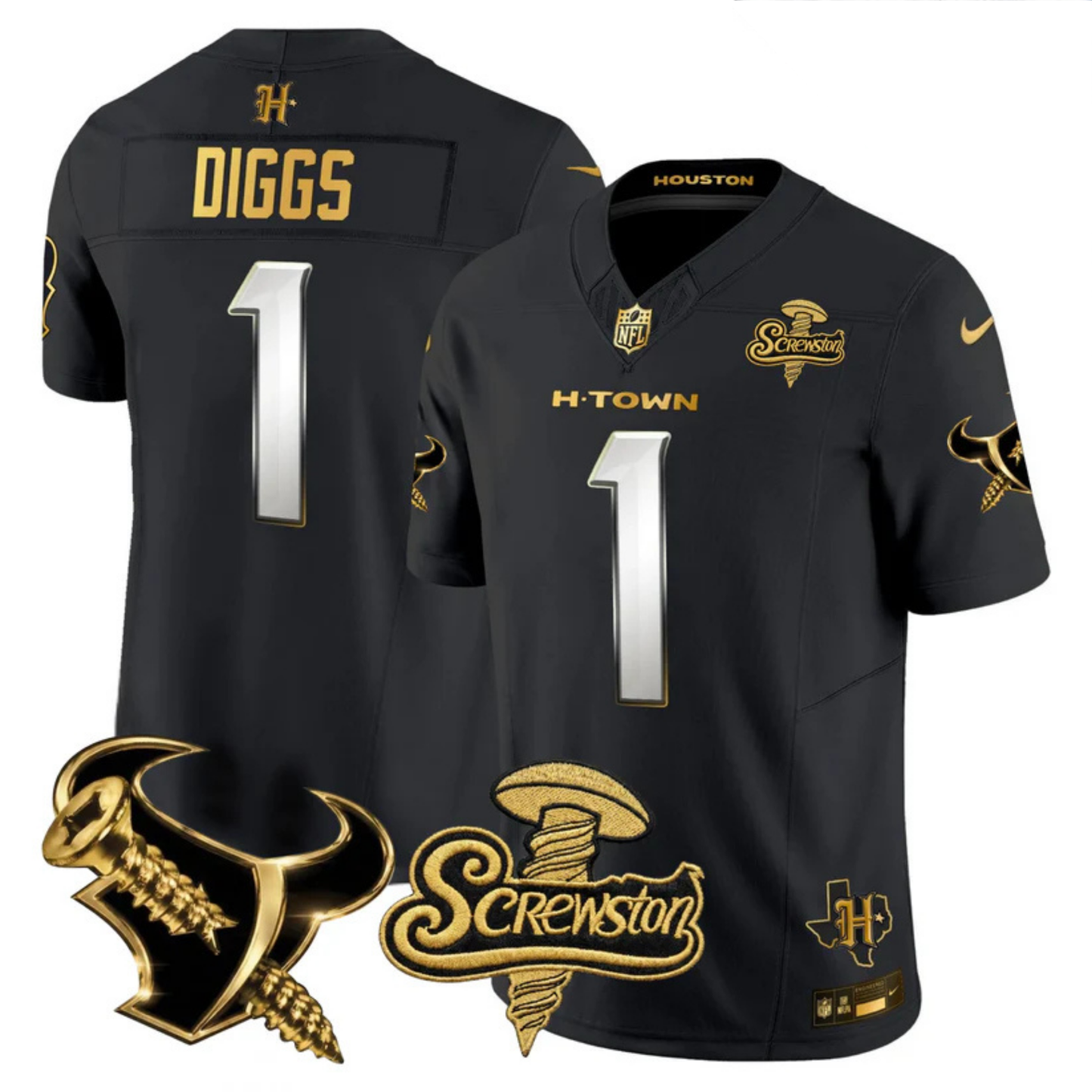 HOU 2026 DJ Screw Vapor Limited Gold Edition Jersey - All Stitched