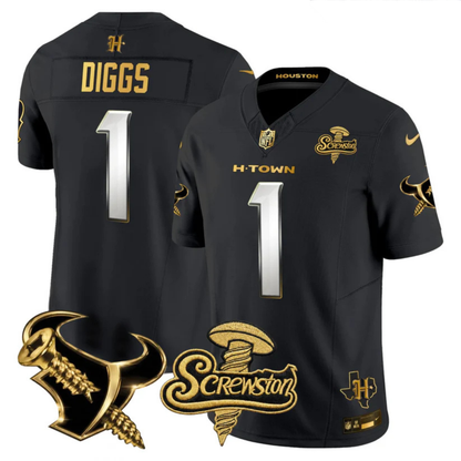 HOU 2026 DJ Screw Vapor Limited Gold Edition Jersey - All Stitched