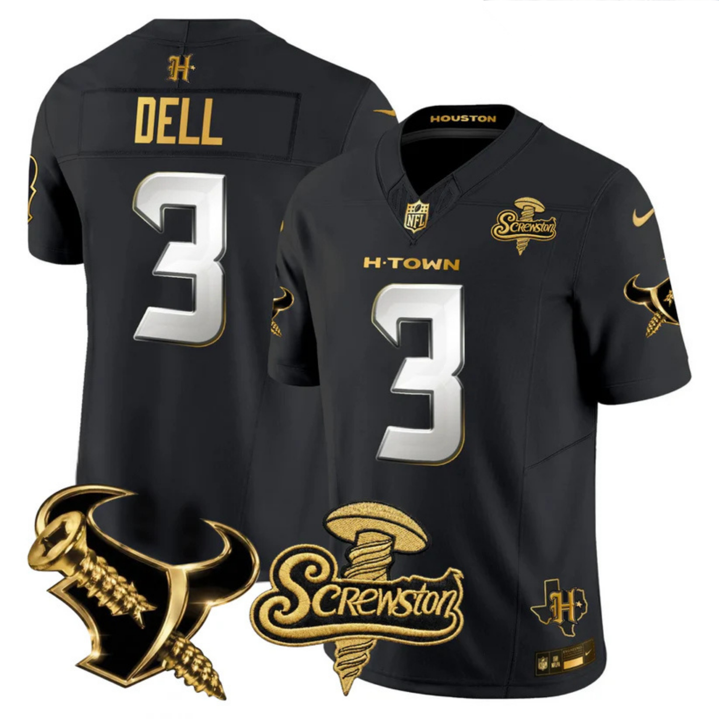 HOU 2026 DJ Screw Vapor Limited Gold Edition Jersey - All Stitched