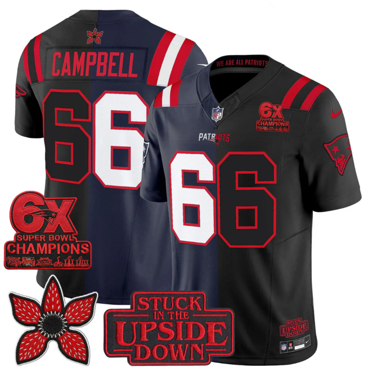 NE 6-Times Champions Patch 'Upside Down Edition' Vapor Limited Jersey - All Stitched