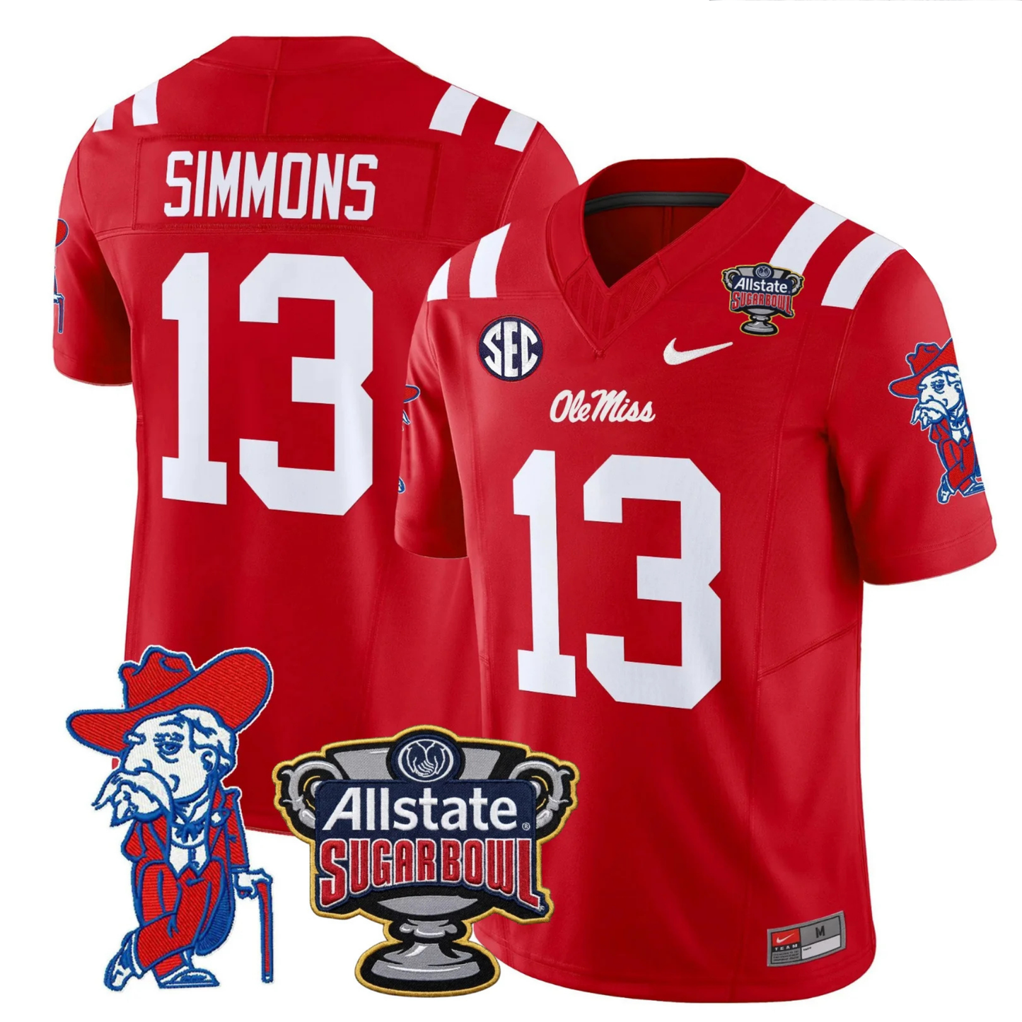 Ole Miss Rebels 2025 Sugar Bowl Patch Vapor Limited Jersey - All Stitched