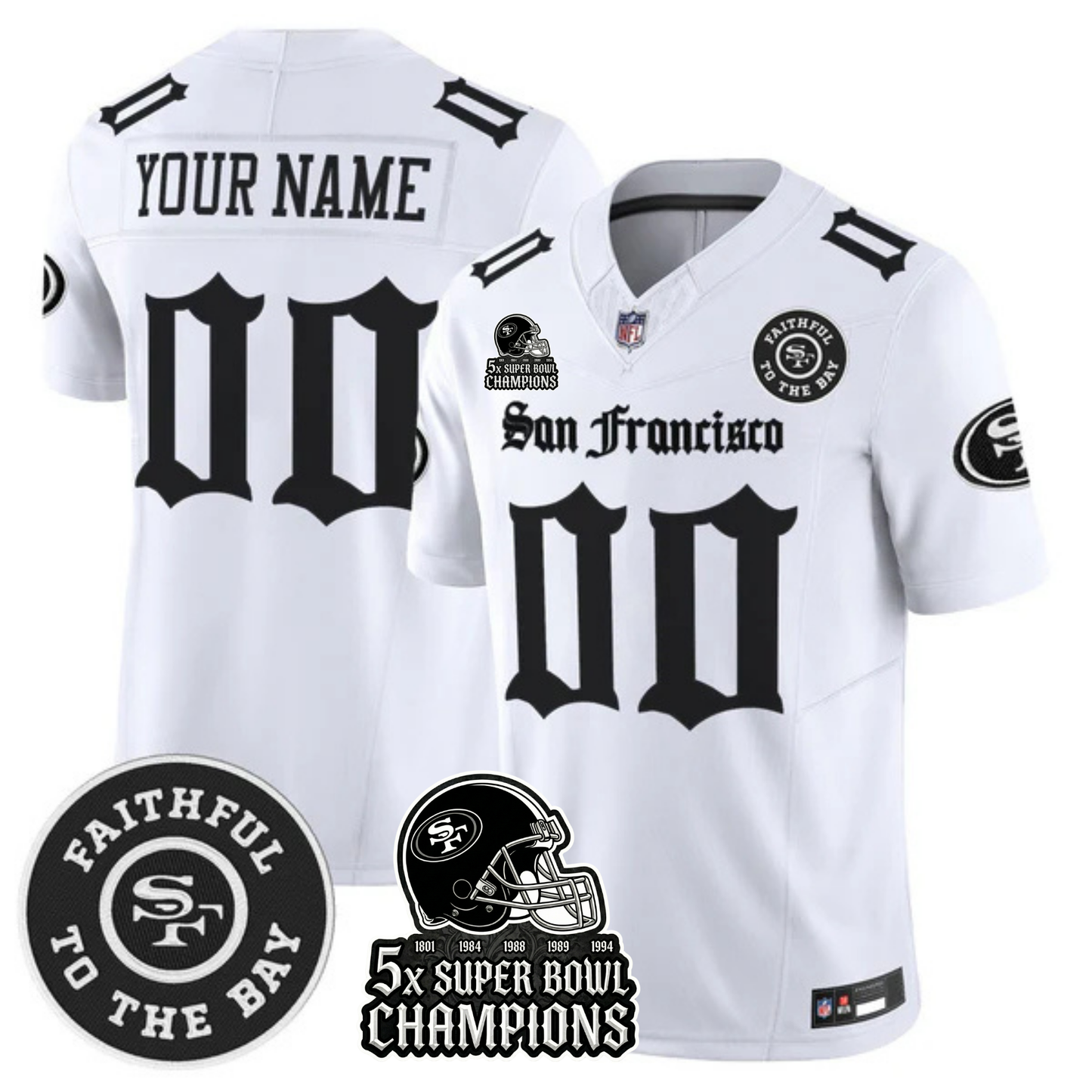 SF 5-Time Champions 'Gothic Edition' Vapor Limited Custom Jersey - All Stitched