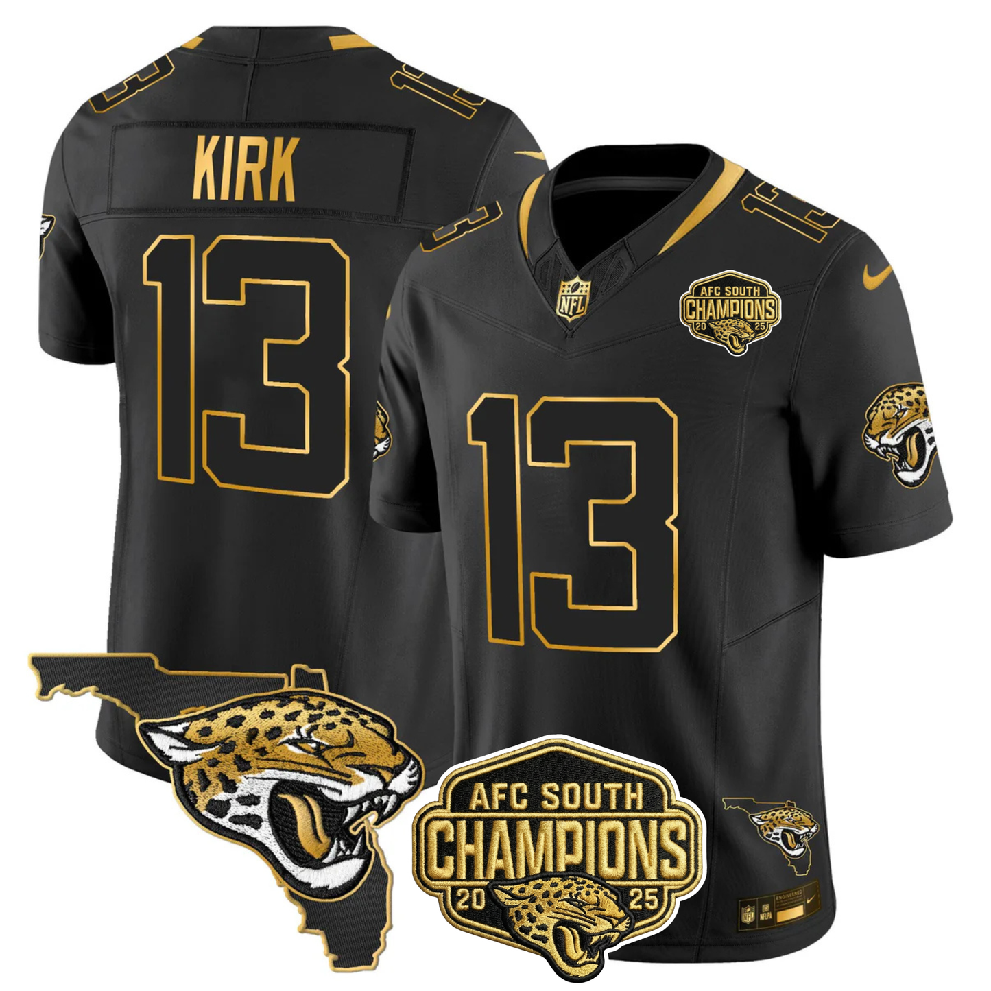 JAX 2025 AFC South Champions Gold Vapor Limited Jersey - All Stitched