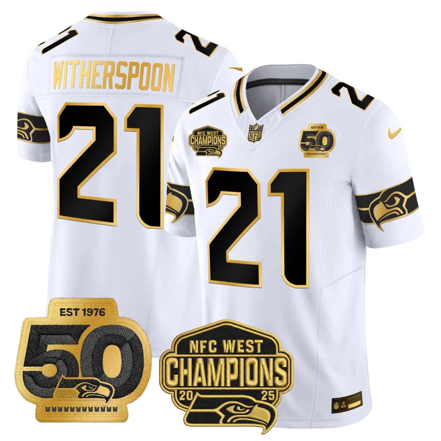 SEA 50th & NFC West Champions Patch Gold Vapor Limited Jersey - All Stitched