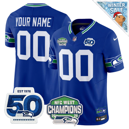 Seattle Seahawks 50th & NFC West Champions Patch Vapor Limited Jersey - Stitched